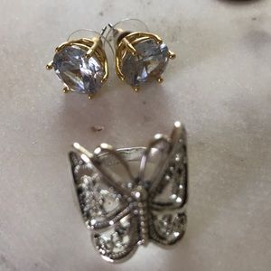 Stud earrings and ring